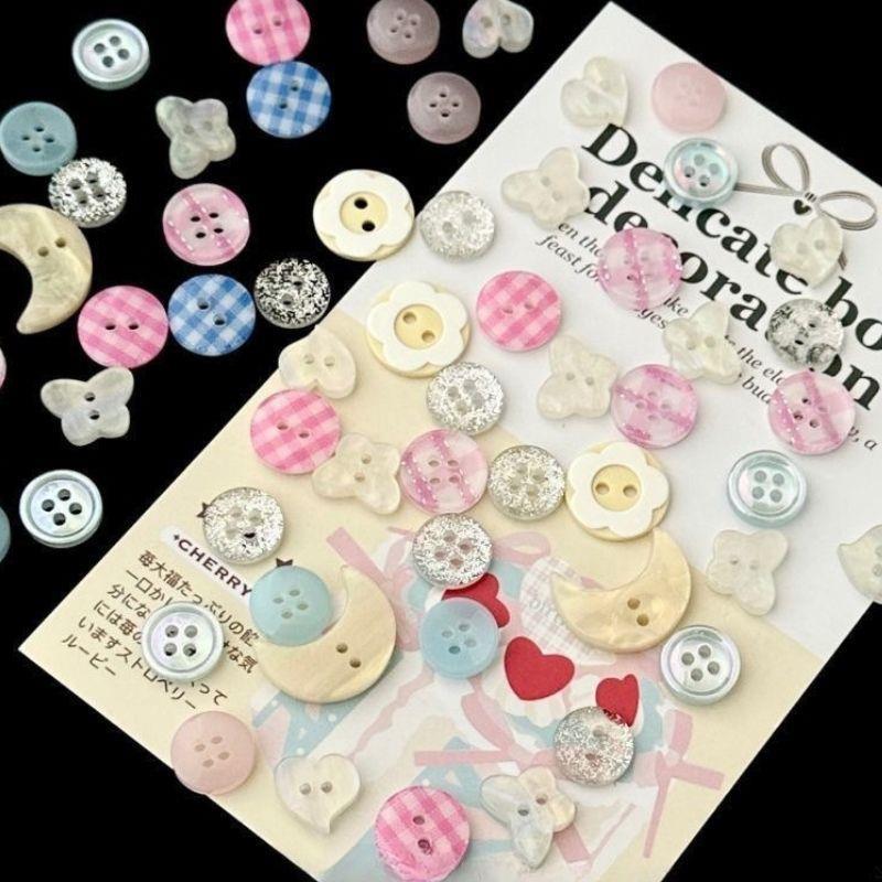 11pcs Multicolour Plastic Buttons Crafts DIY Scrapbooking Cute Korean Cream Sewing Button Randomly Apparel Accessories