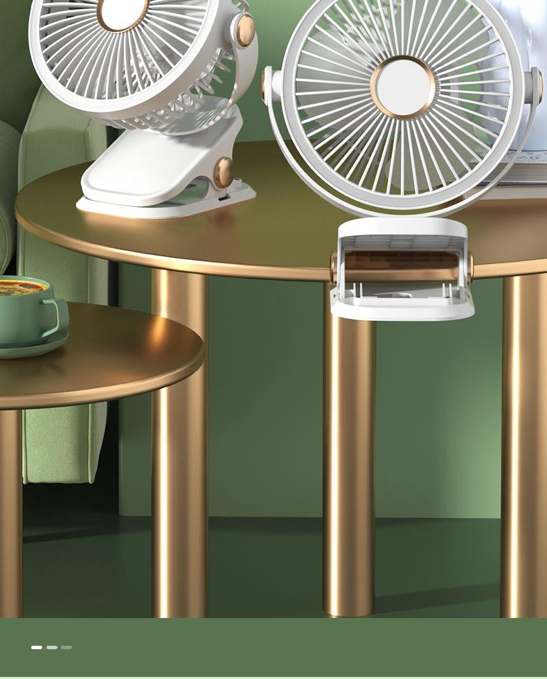 USB Rechargeable Clip-On Fan with Night Light for Dorms and Offices