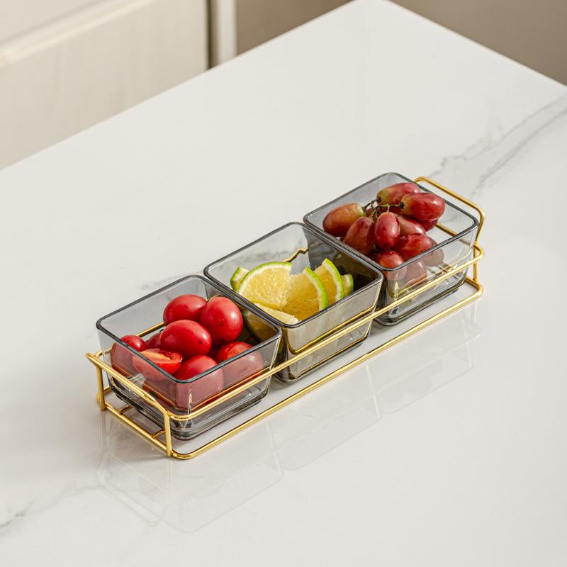 Light Luxury Glass Fruit Plate  Creative Household Living Room Snack Plate  Dried Fruit Snack Plate  Dessert Plate  Candy Plate  Fruit Plate