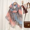 Stiksel Kleur Katoen Voile Hijab Dames Bloemenprint Sjaal Dunne Zachte Viscose Sjaal Moslim Kleurovergang Foulard Turban Zakdoek