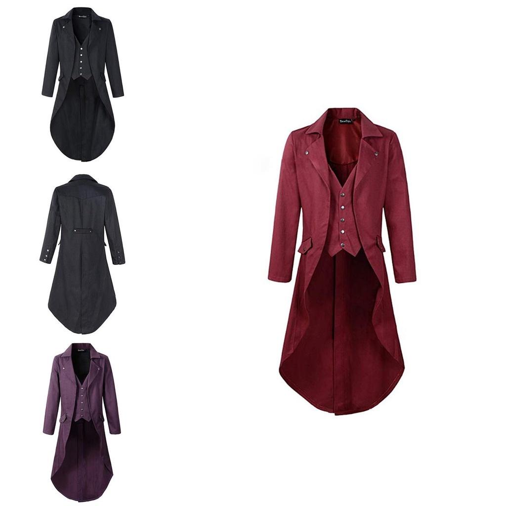 Lussuosa Giacca Lunga da Uomo per Carnevale di Halloween con Design da Smoking Medievale
