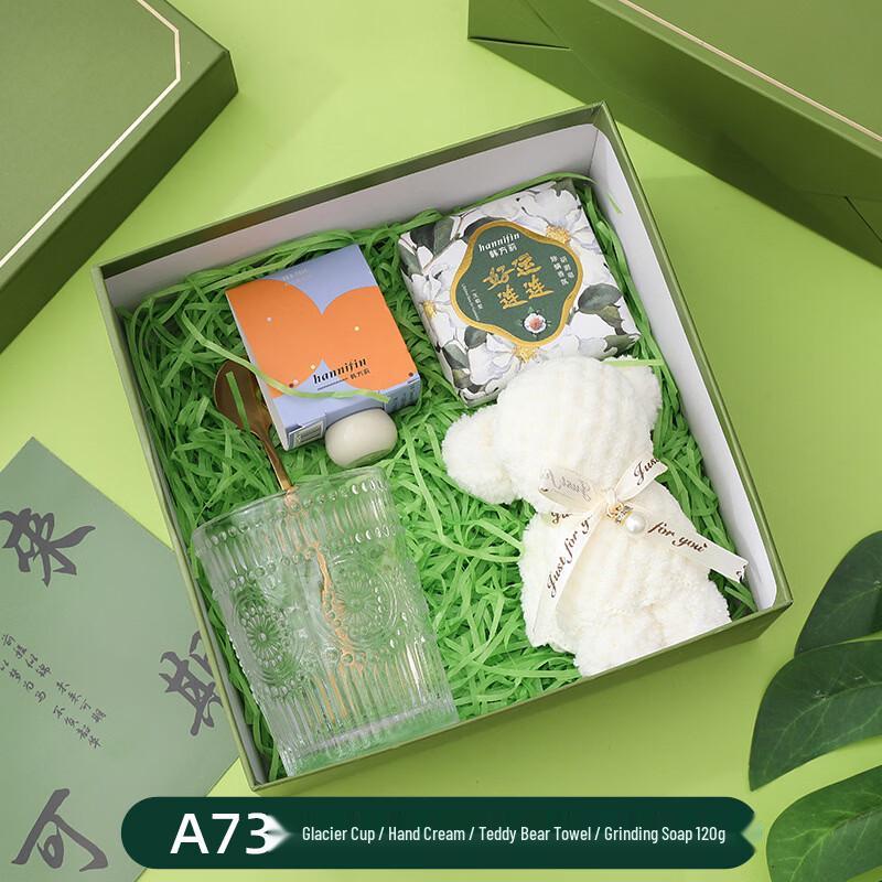 Jun Shiqi AQ Celebration Gift Sets Glass Cup + Spoon + Soap + Hand Cream