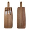 Acacia Wood Cheese Board Set with Stainless Steel Knives and Forks - Ideal for Snacks and Cutlery.