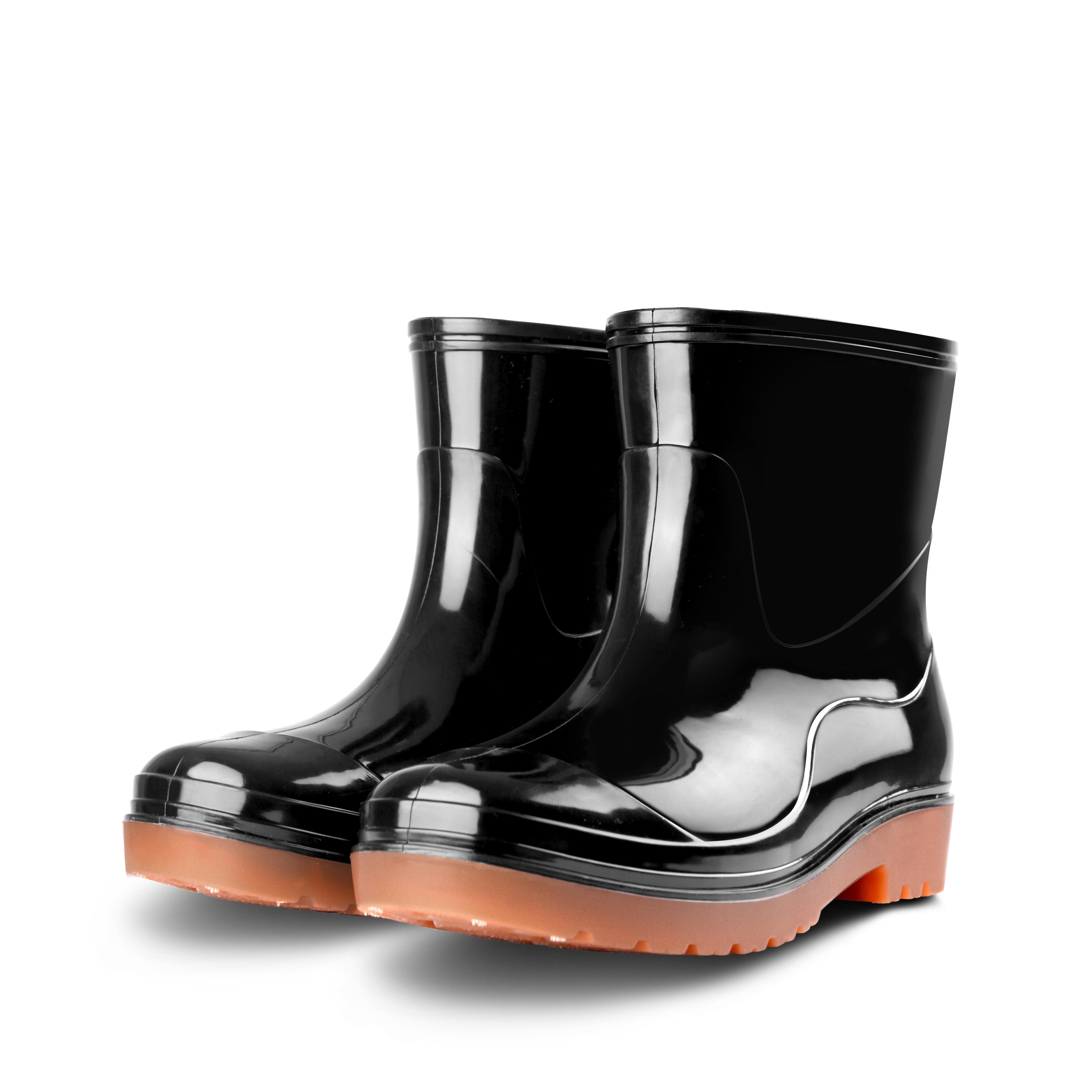 

Черные мужские короткие сапоги из ПВХ для дождя Wellington, устойчивые к воздействию масел, кислот и щелочей, водонепроницаемые мужские сапоги для дождя оптом 39 чёрный