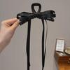 Hepburn-Style Black Double-Sided Bow Shark Hair Clip for Women