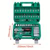 53pcs, 1/4 Inch Drive Socket Ratchet Wrench Set, Bit Socket, Metric And Extension Bar Set For Automotive Repair