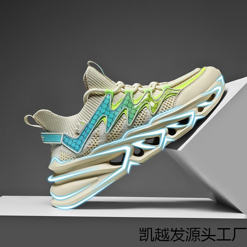 Men's shoes summer new fly-woven breathable running shoes men's blade platform casual sports shoes