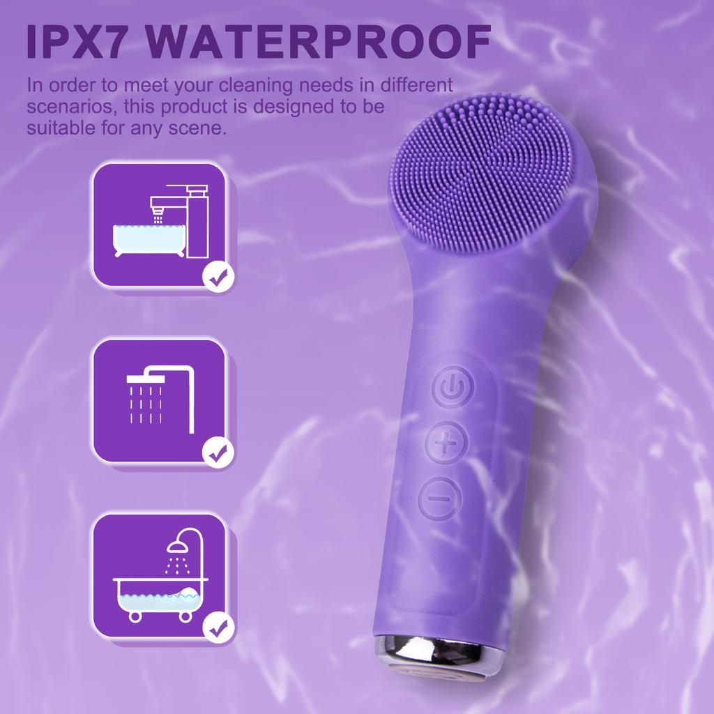 Sonic Warming Facial Cleansing Brush Waterproof Rechargeab Scrubber Exfoliating Vibrating Deep Clean Face Cleaner Skin Care Tool