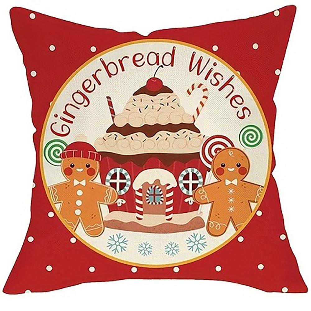 

Рождественские наволочки на тему имбирного пряника: Веселый, Добро пожаловать, Счастливых праздников, Пряничные пожелания украшение для дома 16x16Inch