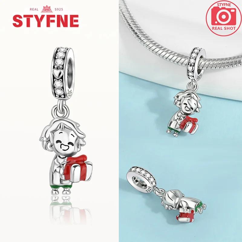 Coppergift Box Charm Luminous Beads Fits Brand Bracelet Diy Merry Christmas Fine Jewelry Pendant For Women Gift