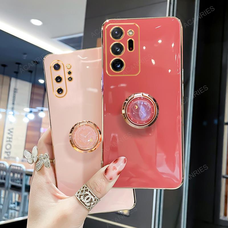 Note20 Note10 Note9 Luksusowe Platerowane Etui z Uchwytem Pierścieniowym Dla Samsunga Galaxy Note 20 Ultra 10 Plus Lite 9 8 Stojak Silikonowy Pokrowiec na Tył