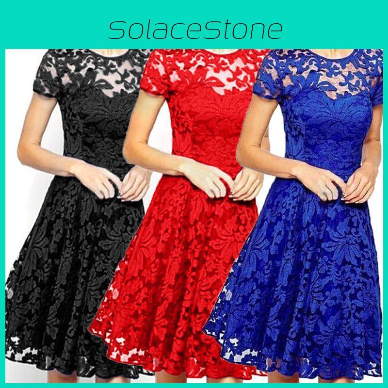 Elegant Women's Lace Floral Prom Swing Dress For Stylish Bridesmaid Celebrations