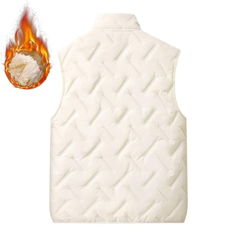 Men's Lamb Velvet Vest for Autumn and Winter Plus Velvet Thickened Warm Cotton Jacket Vest Stand Collar Horse Clip Vest Jacket