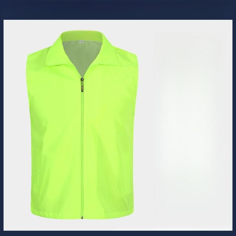 Lapel Sleeveless Pockets Zipper Placket Mesh Lining Outdoor Vest Volunteer Bright Color Slim Fit Work Waistcoat