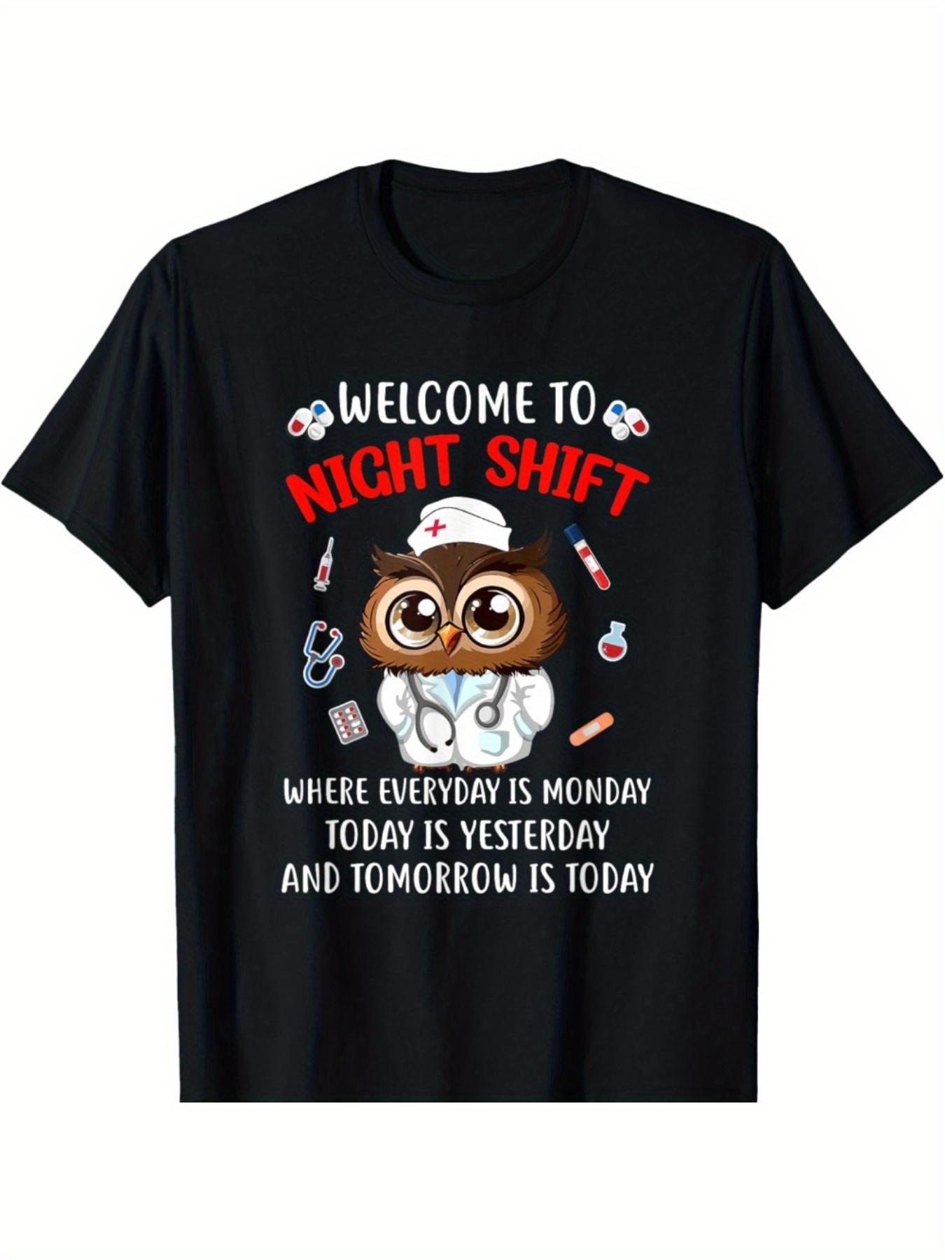 Funny Owl Nurse Welcome To Night Shift T-shirt S
