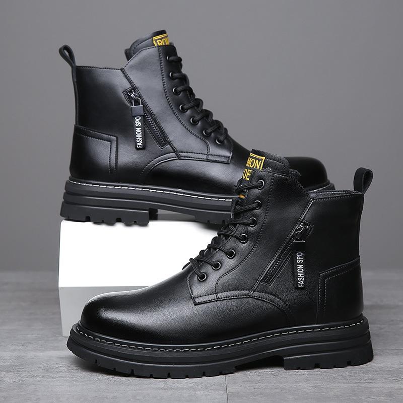 Fashion Winter Velvet Warm Platform Ankle Boots for Men Designer Soft-soled Men's Cotton Shoes Fashion Cow Leather Luxury Boots Male