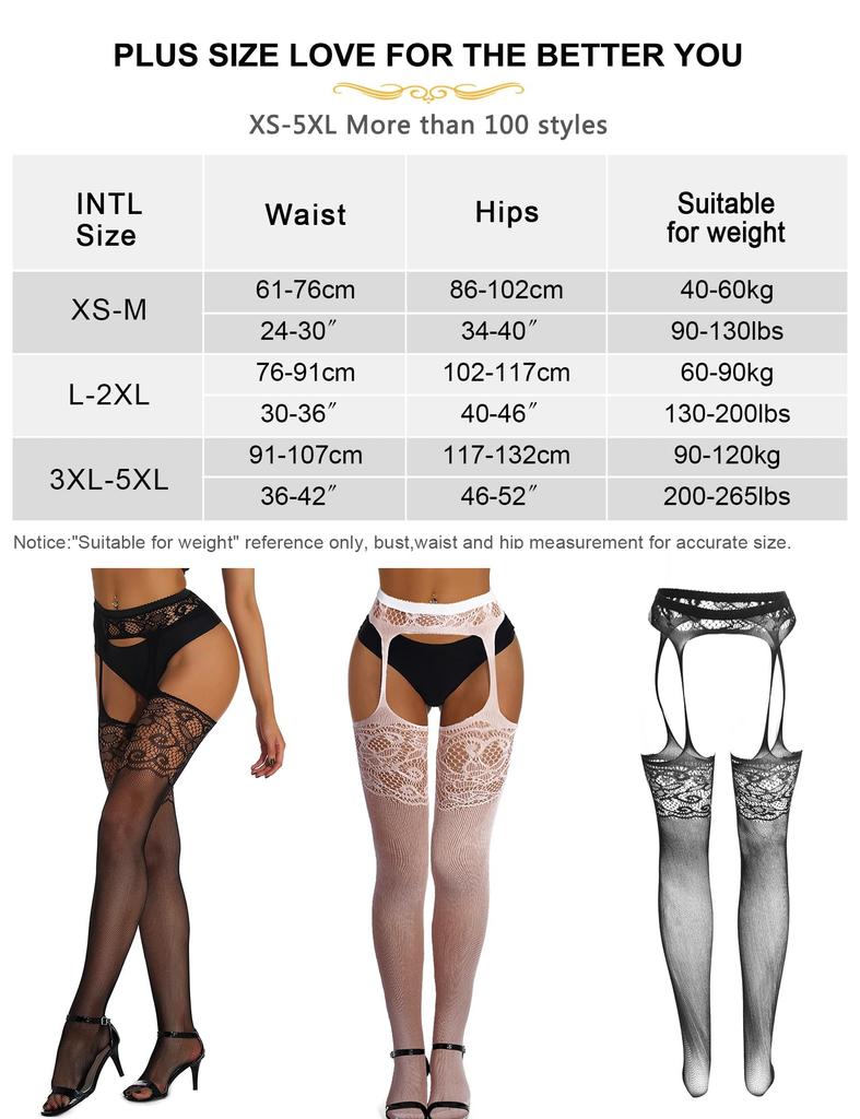 Garter Floral Plus Extreme Garter Pantyhose for Events and Everyday Use [ohyeahlady] Stockings, Print, Size, Sexy, Lingerie, Cute, Flattering, Tights,