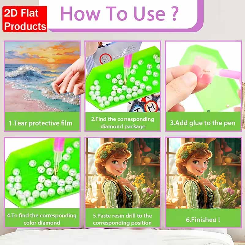 Disney Pearl Painting Princess Anna Pearl Dress DIY Pearl Art Painting Pearl Gem Painting Pictures Crafts Special Shape Home Wall Decoration