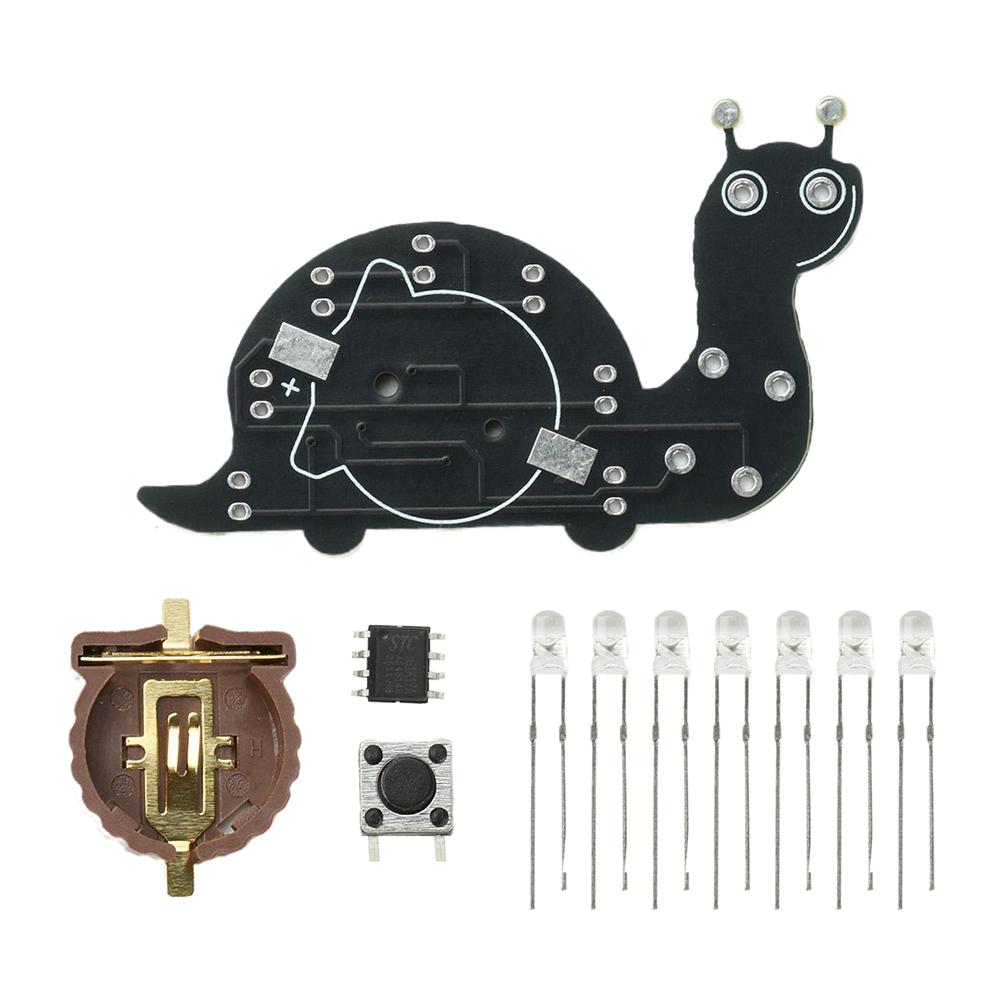 DIY Soldering Practice Kit Snail-Shaped LED Light Module for Beginners with 7 LEDs and 6 Modes Electronic Welding Training Board