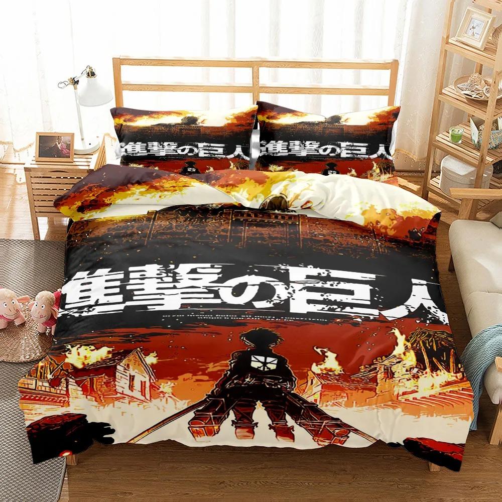 Attack On Titan Duvet Cover Anime Cartoon Bedding Set Adult Boys Girls Bedroom Decoration Kids Gift Single Double King Size