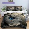 Owl and Its Reflection  Pattern Bedding Quilt Set Quilt Cover Pillowcase Home Decoration  Gift (1 * duvet cover + 2 * pillowcase, without core)