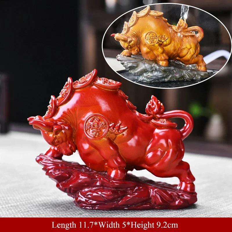 Creative Ceramic Color Changing Tea Pet Zodiac Ox Hot Water Color Changing Tea Table Animal Ornament