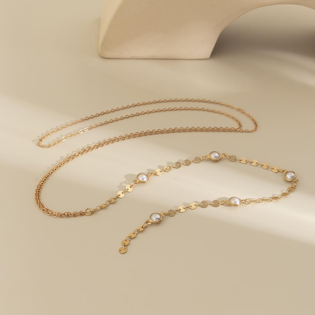 Sexy Kpop Long Tassel Pendant Chest Chain Necklace Women Collares Statement Crystal Sequin Pearl Choker Aesthetic Goth Jewelry