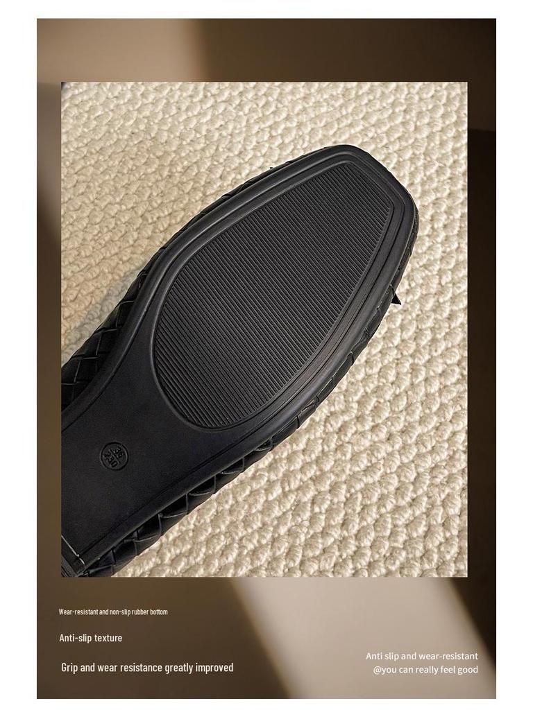 Women's Woven Bowknot Low Heels - Comfortable Square Toe Flats for Spring/Autumn