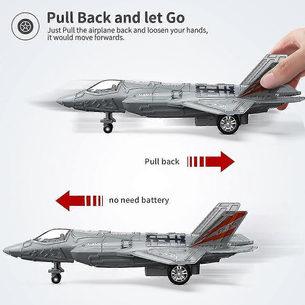 F-35 Fighter Aircraft With Sound Light Model Toy Pull Back & Go Airplane Military Toys Home Decoration Gifts - Ya