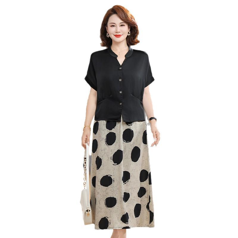 Mamas Sommer-Mode Schlankmachendes Zweiteiliges Kleid Set für 2026: Stilvolles Cardigan-Top & Rock für Frauen mittleren Alters und ältere Frauen
