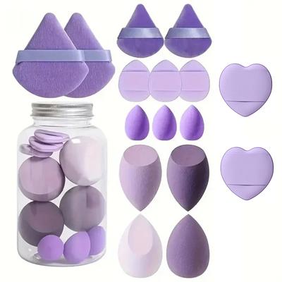 16-teiliges Make-up-Schwamm-Set mit Aufbewahrungsglas, Make-up-Schwamm, Fingerquaste, samtig, Beauty Blender, Foundation-Quasten, Make-up-Schwammquasten