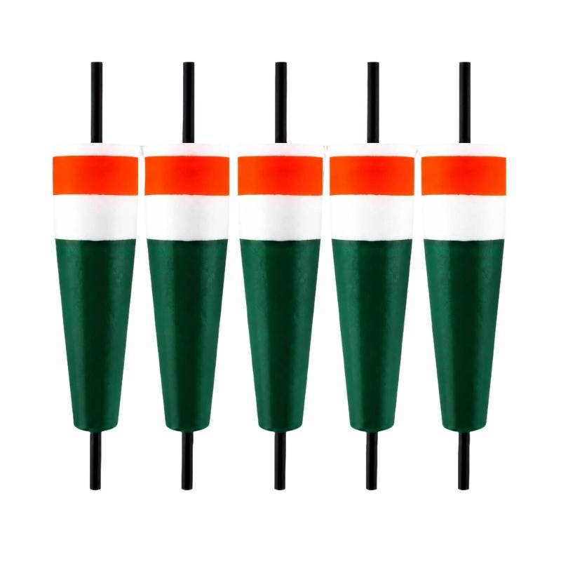 Fishing Bobbers for Nearshore Rock Angling and Coastal Casting, 5-Piece Molded Set with Tapered Shapes and Central Shafts