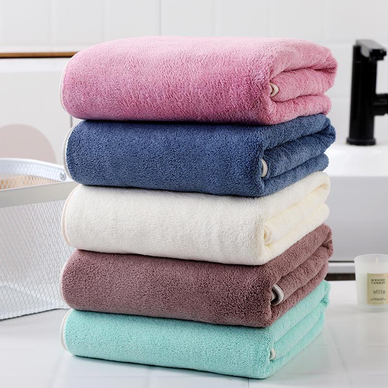 Korean Coral Fleece Bath Towel - 70x140cm, Thick Edge, Absorbent & Quick-Drying, Ideal for Men & Women, Beach & Home Use