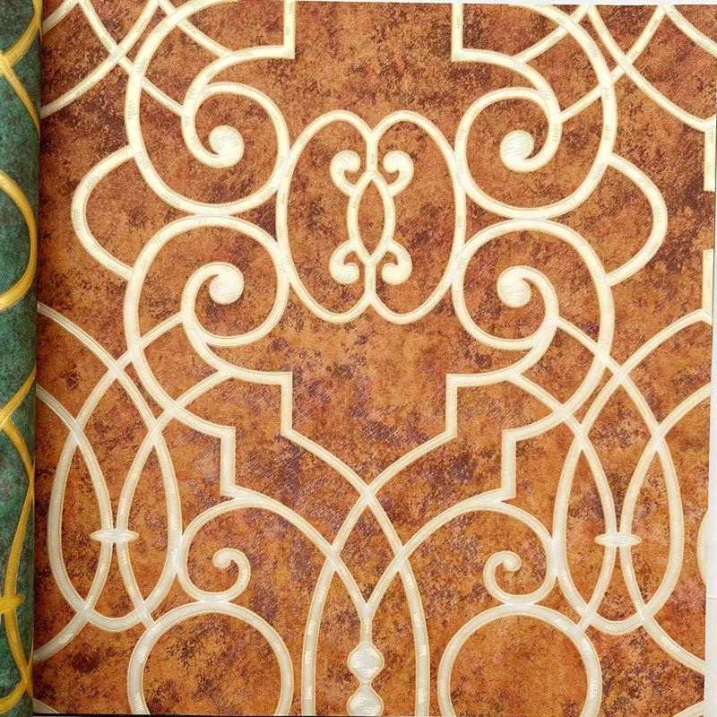 European Classical 3D Floral Wallpaper Restaurant Ktv Hotel Decoration Wallpaper Retro Simple Geometric Pvc Wallcovering
