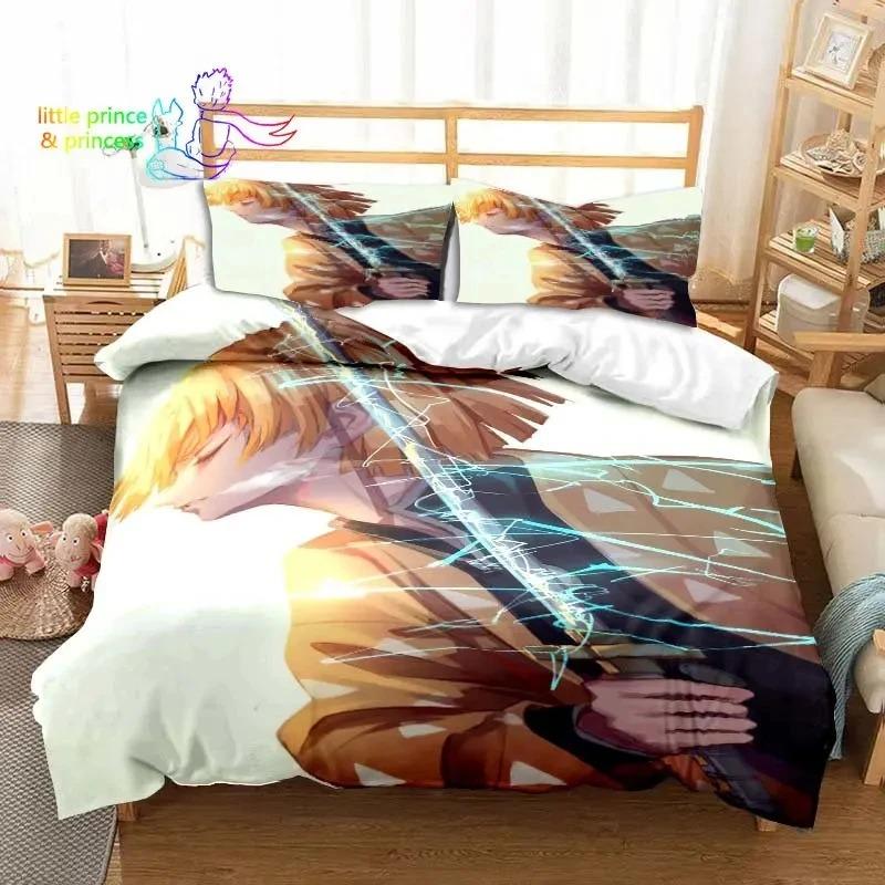 Agatsuma Zenitsu Anime Demon Slayer Bedding Set Single Twin Full Queen King Size Bed Set Aldult Kid Bedroom 3D Print