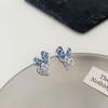 S925 Silver Needle Retro Style Irregular Blue Love Stud Earrings High Sense Trendy Earrings Contrasting Color Personalized Earrings