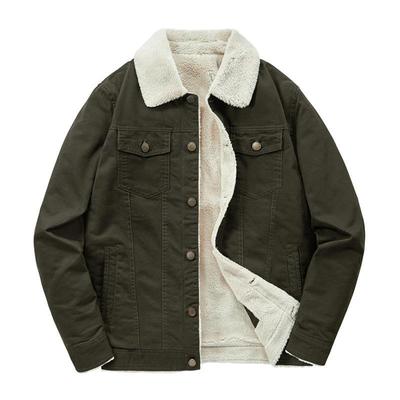 New Autumn and Winter Jackets, Cotton-padded Jackets, Velvet and Thickened Lamb Velvet Lapel Workwear Cotton Jackets for Men