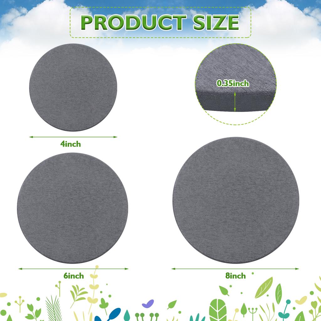Diatomaceous Earth Coaster 4/6/8Inch Diatomite Plant Saucer Stone Plant Sourcer Instant Dry Water Absorbent Diatomite Tray (Dark