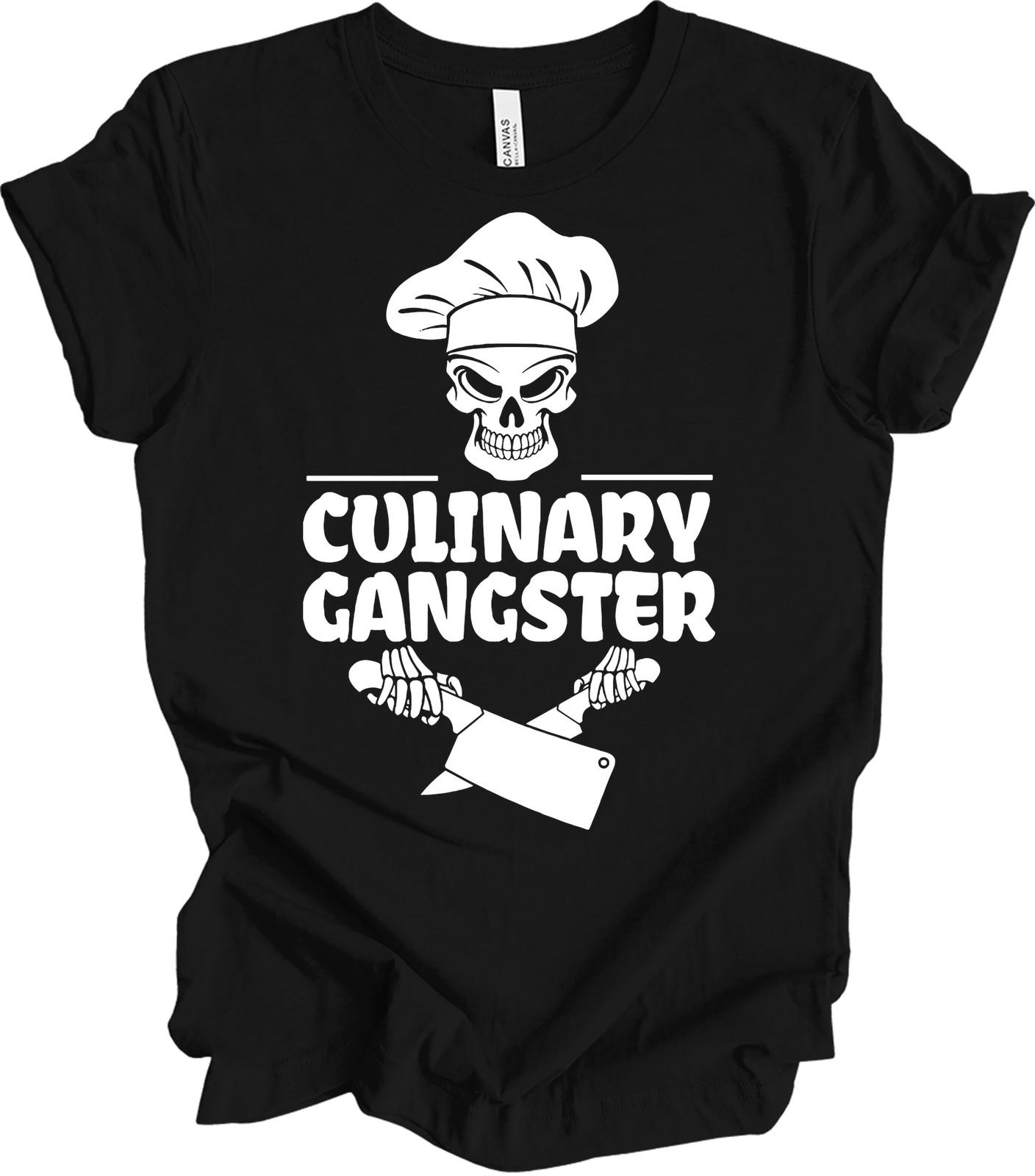 Culinary Gangster T-Shirt Funny Chef Skull Knife Kitchen Nightmares Cook Gift M