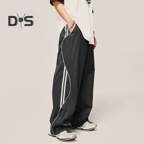 Брюки унисекс Ретро Американский стиль Уличная одежда Тонкие боковые карманы Эластичная — фото 6