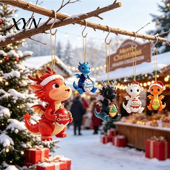 Creative Holiday Gifts for Kids 2026 Dragon Advent Calendar, 24 Days Funny Baby Figures Christmas Countdown Acrylic Hanging Decorations 2D Cartoon