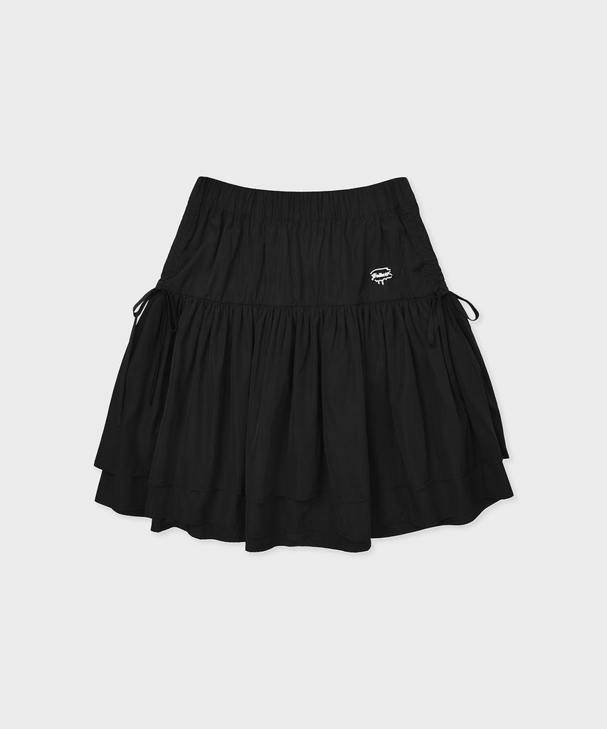 Pallet Layered Shirred Mini Skirt Black