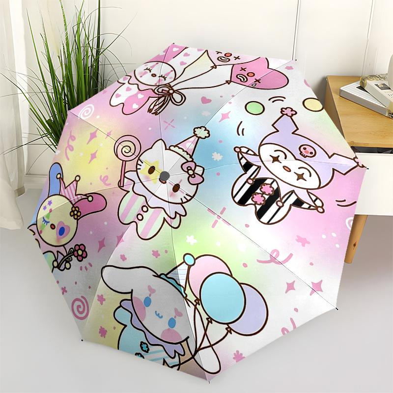 

1pc Hello Kitty Carnival Celebration Umbrella - Automatic Open/Closed with Foldable Design, Iron Frame, Outdoor Use, Festive Gift for Fans, Travelers,