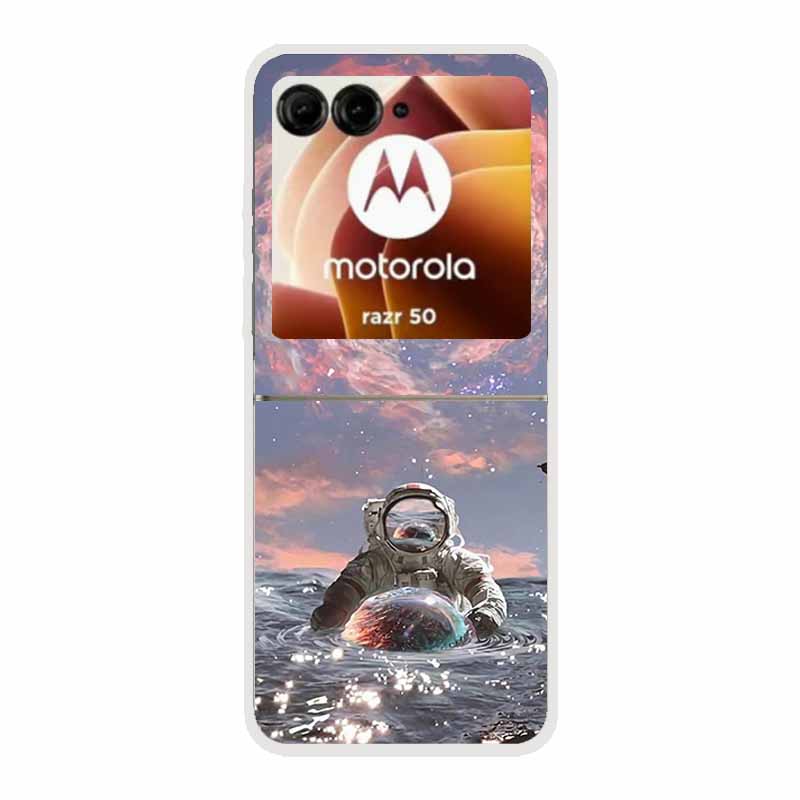For Moto Razr 50 Case Clear Plastic Hard Painted Space Transparent Phone Covers for Motorola Razr 60 50 Coque Razr 2024 PC Cases