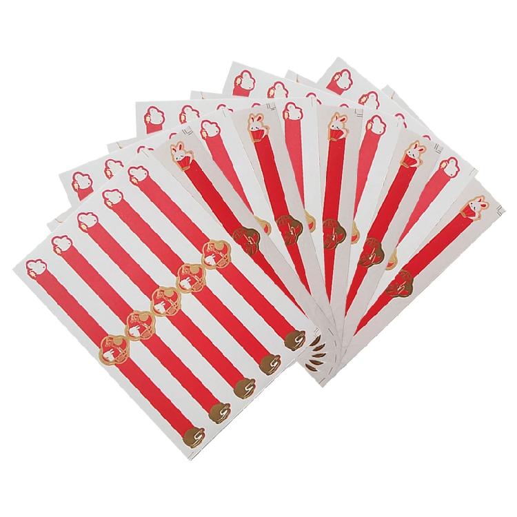 

50x Red Fu Rabbit Moon Cake Packaging Stickers Long Style Sealing Label Stickers