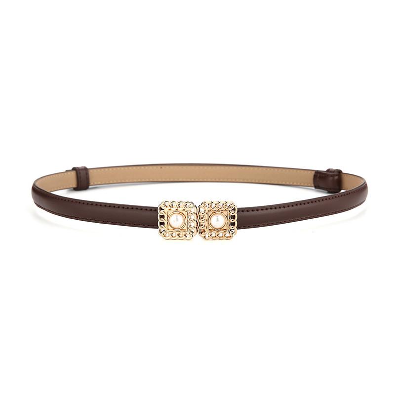 Genuine Leather Womens Fashion Belt With Pearl Detail For Casual And Formal Wear