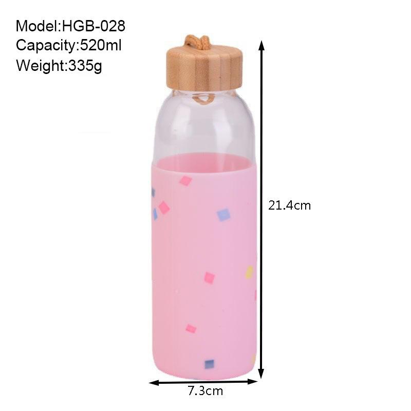 Creative Glass Water Cup, Silicone Protective Cover, Thermal Insulation Glass, Single-Layer Outdoor Glass Water Bottle