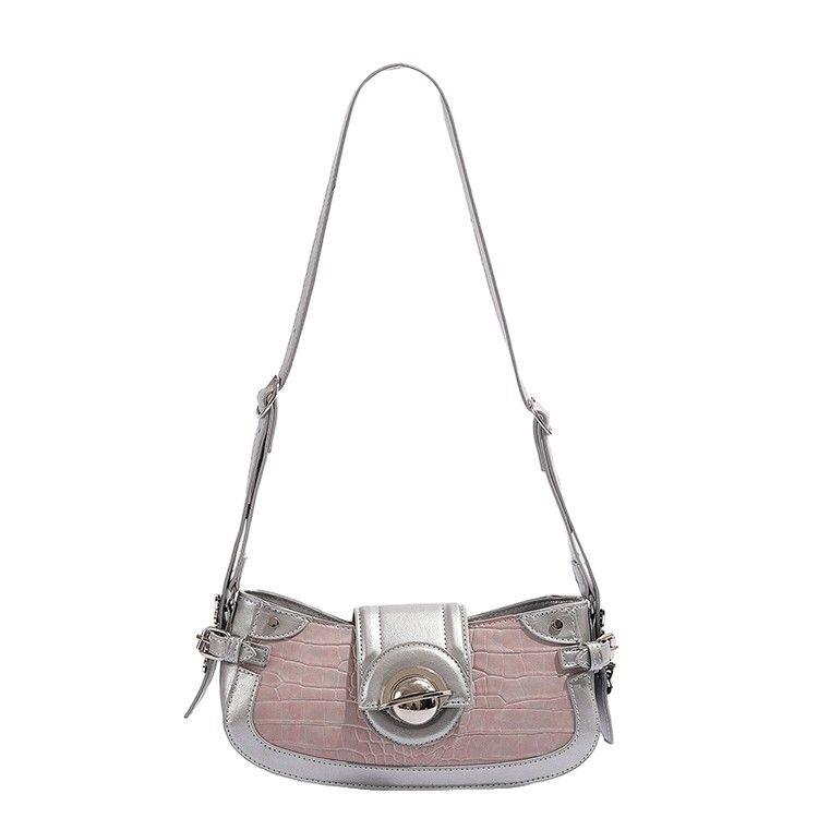 2025 New Sweet Cool Spicy Girl Motorcycle Bag Fashion Commuter Shoulder Underarm Bag High-Quality Texture Crossbody Bag Trendy