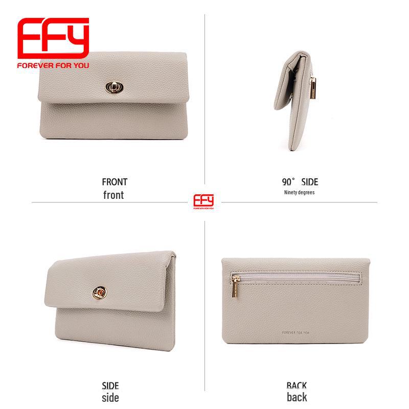 Stylish Korean Long Women's PU Wallet with Flip Pocket & Fashion Lock