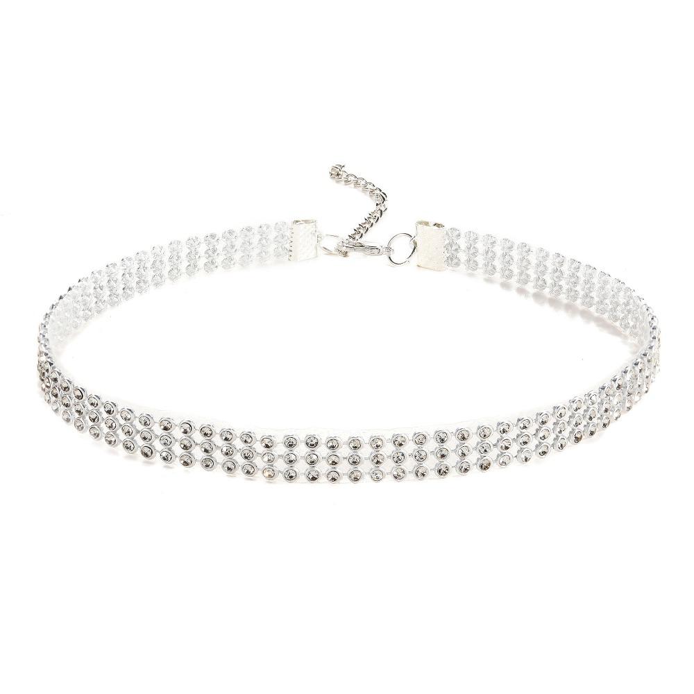 Sexy Shiny Nightclub Choker Necklace for Women Short Chain of Clavicle Multi-layer Full of Crystal Pendant Party Jewelry Gift